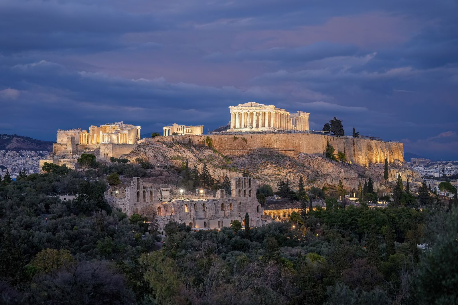 The Parthenon on the Acropolis at blue hour