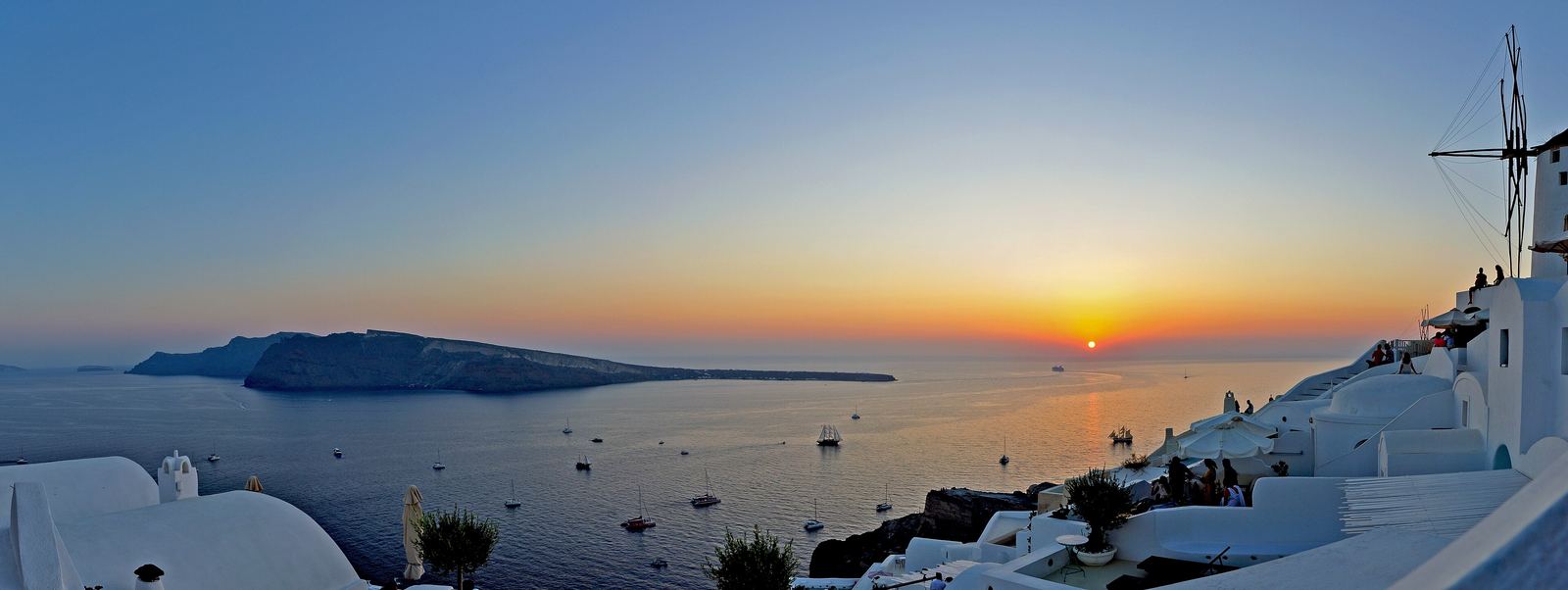 Sunset over the Santorini caldera