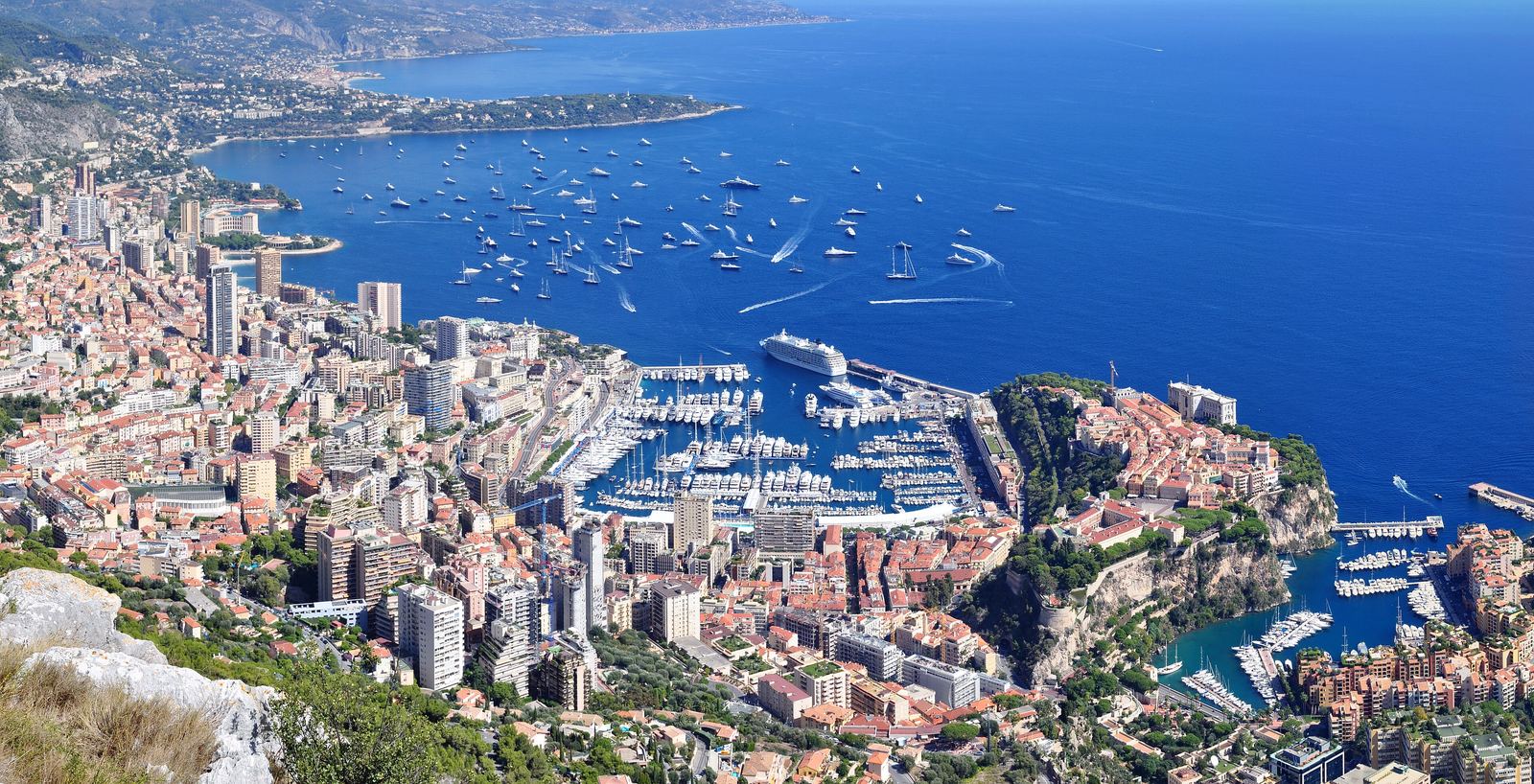 Monaco from above, the Rock and Port Hercule